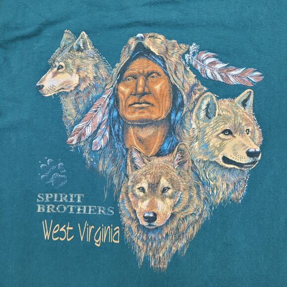 Vintage 90s Native-American Shirt M/L 20x25 Spirit Brothers - Picture 7 of 12
